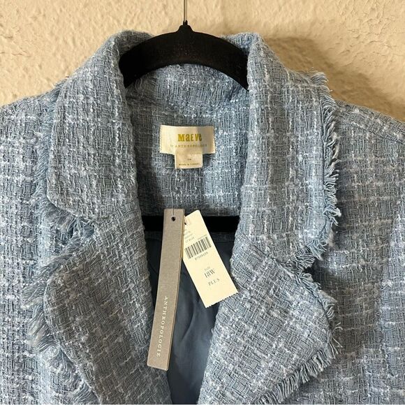 Anthropologie Maeve Sleeveless Tweed Blazer Mini Dress NEW Plus Size 18W in Blue - Picture 7 of 13